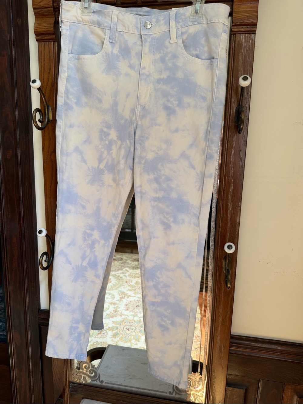 American Eagle Light Blue & White Tie-Dye Jeans